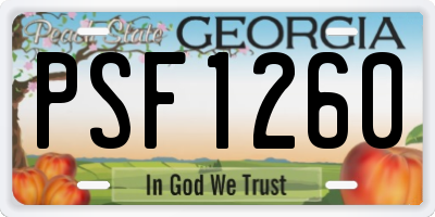 GA license plate PSF1260