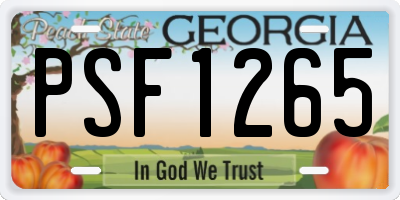 GA license plate PSF1265
