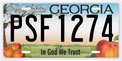 GA license plate PSF1274