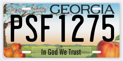GA license plate PSF1275