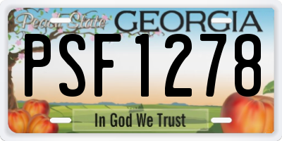 GA license plate PSF1278