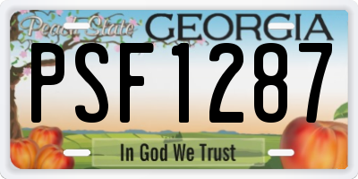 GA license plate PSF1287