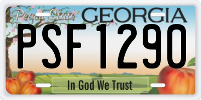 GA license plate PSF1290