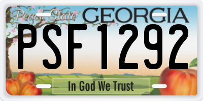 GA license plate PSF1292