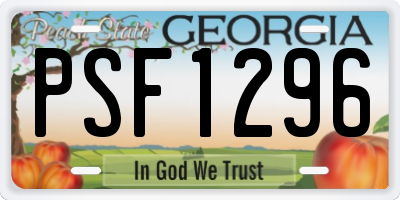 GA license plate PSF1296