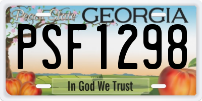 GA license plate PSF1298