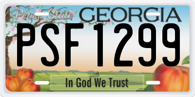 GA license plate PSF1299