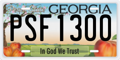 GA license plate PSF1300