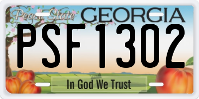 GA license plate PSF1302