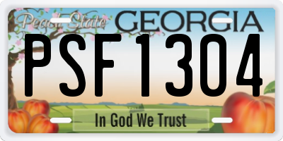 GA license plate PSF1304