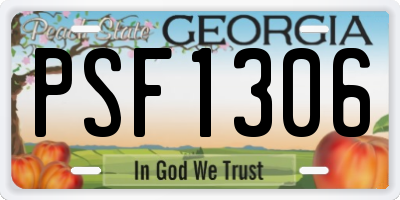 GA license plate PSF1306