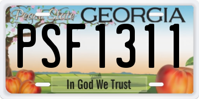 GA license plate PSF1311