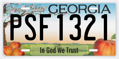 GA license plate PSF1321