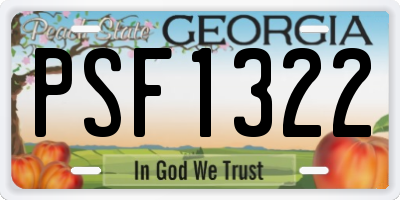 GA license plate PSF1322