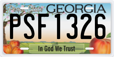 GA license plate PSF1326