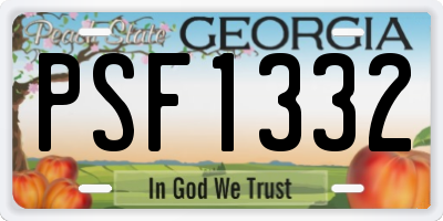 GA license plate PSF1332