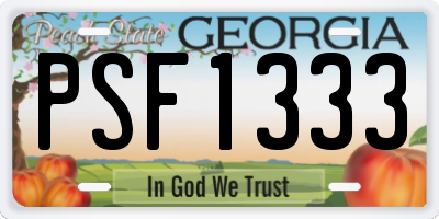 GA license plate PSF1333