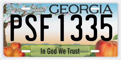 GA license plate PSF1335