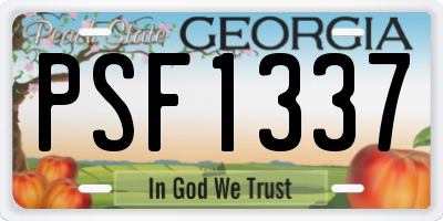 GA license plate PSF1337