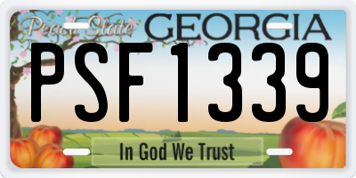GA license plate PSF1339
