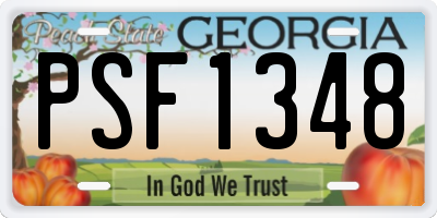 GA license plate PSF1348