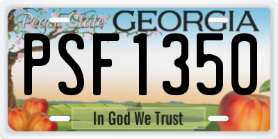 GA license plate PSF1350