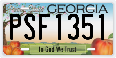 GA license plate PSF1351