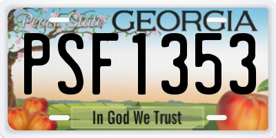 GA license plate PSF1353