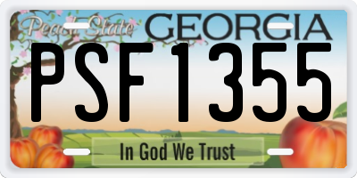 GA license plate PSF1355
