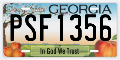 GA license plate PSF1356