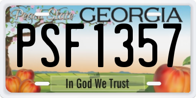 GA license plate PSF1357