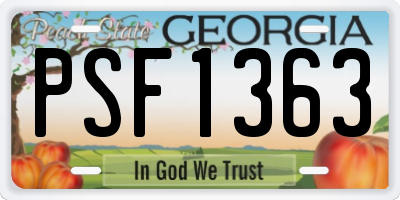 GA license plate PSF1363