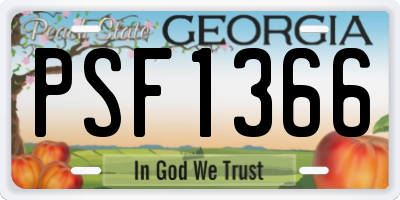 GA license plate PSF1366