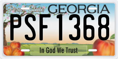 GA license plate PSF1368