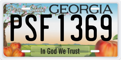 GA license plate PSF1369