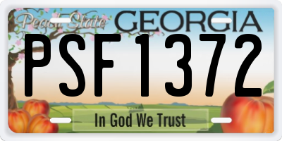 GA license plate PSF1372