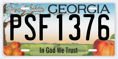 GA license plate PSF1376