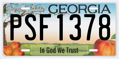 GA license plate PSF1378