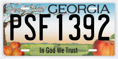 GA license plate PSF1392