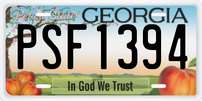 GA license plate PSF1394