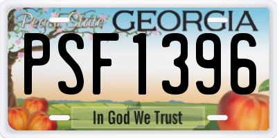 GA license plate PSF1396