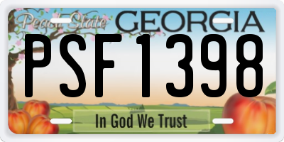 GA license plate PSF1398