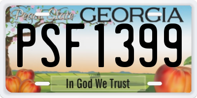 GA license plate PSF1399