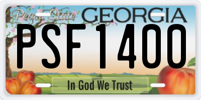 GA license plate PSF1400