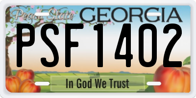 GA license plate PSF1402
