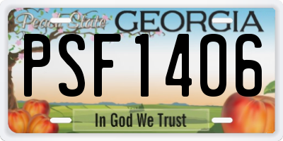 GA license plate PSF1406