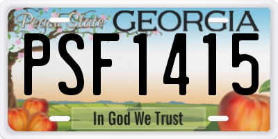 GA license plate PSF1415