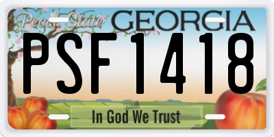 GA license plate PSF1418