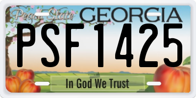GA license plate PSF1425