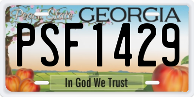 GA license plate PSF1429